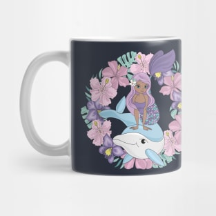 Mermaid dolphin floral ring Mug